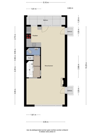 Floorplan - Zwaluwstraat 34, 3082 MP Rotterdam
